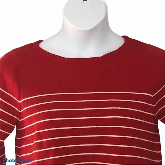 Tahari Sweater 3/4 Length Sleeve Nautical Stripe Crew Neck Size XL - Picture 4 of 13